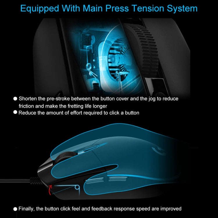 Logitech G102 6-keys RGB Glowing 6000DPI Five-speed Adjustable Wired Optical Gaming Mouse, Length...
