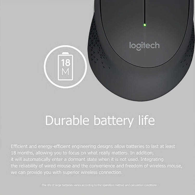 Logitech M280 2.4GHz 3-keys 1000DPI Wireless Optical Mouse, Wireless Range: 10m(Black)