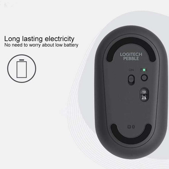 Logitech Pebble Cobblestone Shape Thin 3-keys 1000DPI Mute Wireless Bluetooth Optical Mouse, Wire...