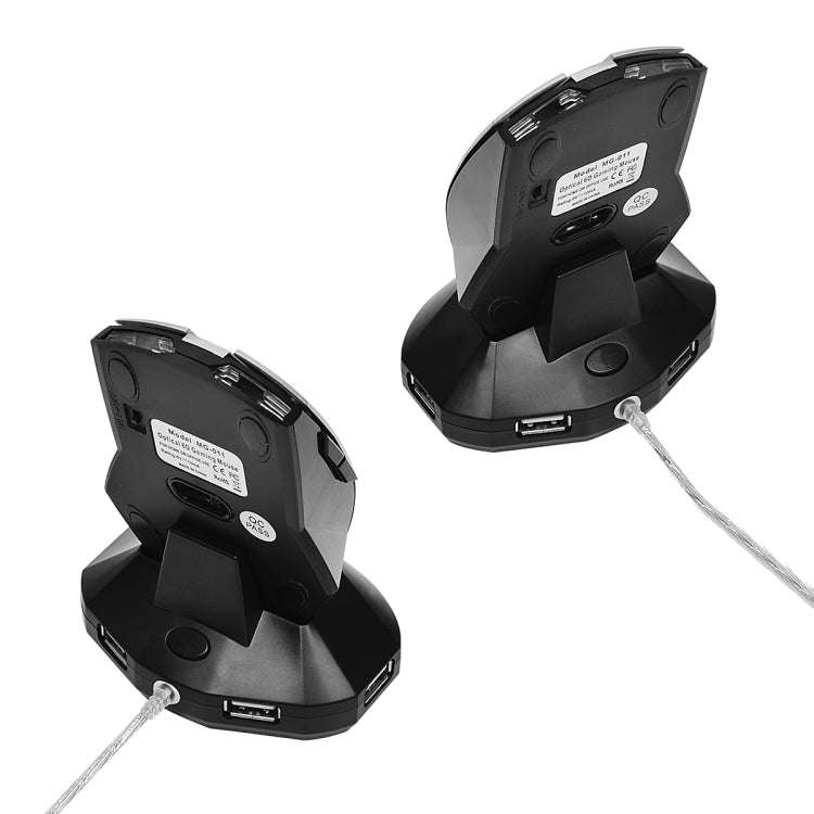 MZ-011 2.4GHz 1600DPI Wireless Rechargeable Optical Mouse with HUB Function(Black Silver)