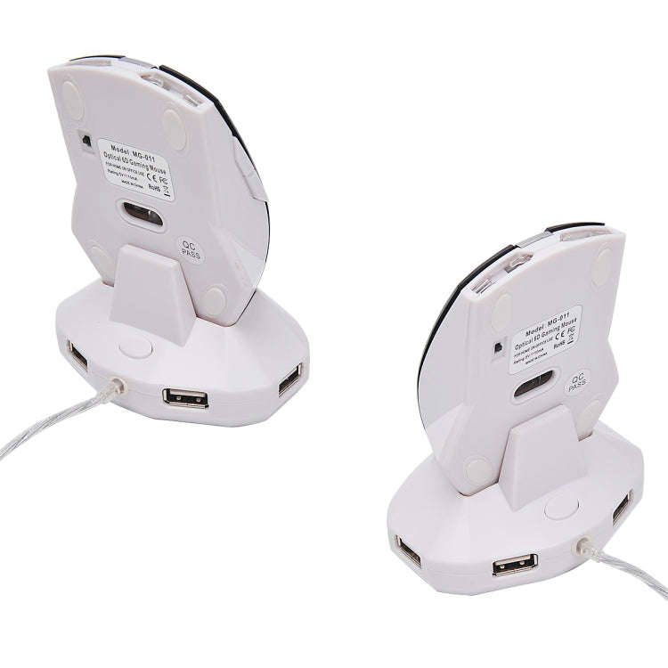 MZ-011 2.4GHz 1600DPI Wireless Rechargeable Optical Mouse with HUB Function(White + Royal Blue)