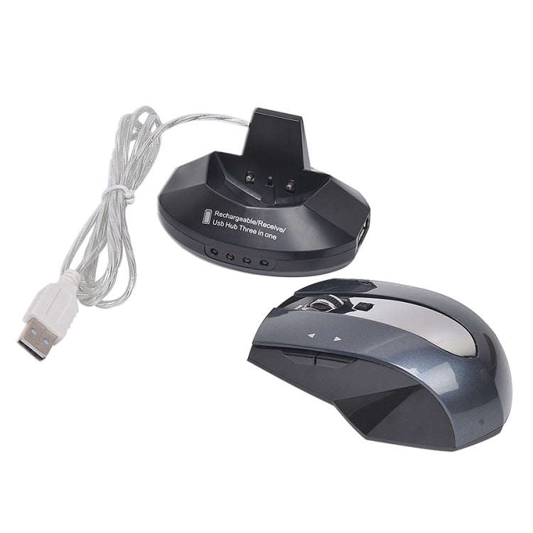 MZ-011 2.4GHz 1600DPI Wireless Rechargeable Optical Mouse with HUB Function(Blue)