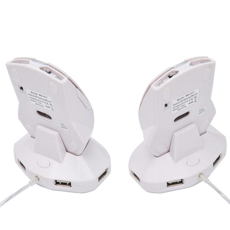 MZ-011 2.4GHz 1600DPI Wireless Rechargeable Optical Mouse with HUB Function(Pearl White)
