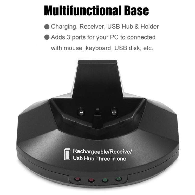 MZ-011 2.4GHz 1600DPI Wireless Rechargeable Optical Mouse with HUB Function(Silver)