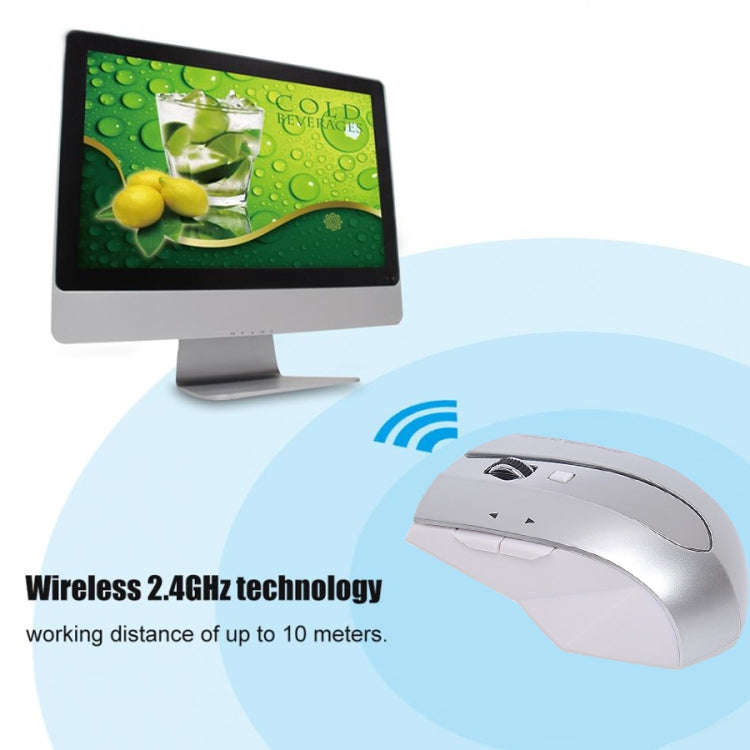 MZ-011 2.4GHz 1600DPI Wireless Rechargeable Optical Mouse with HUB Function(Silver)