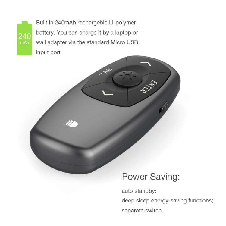 Doosl DSIT011 2.4GHz Mini Rechargeable PowerPoint Presentation Remote Control, Control Distance: ...