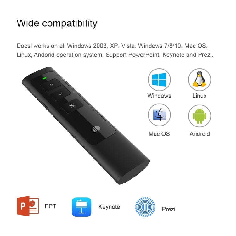 Doosl DSIT013 2.4GHz Rechargeable PowerPoint Presentation Remote Control Multi-functional Laser P...