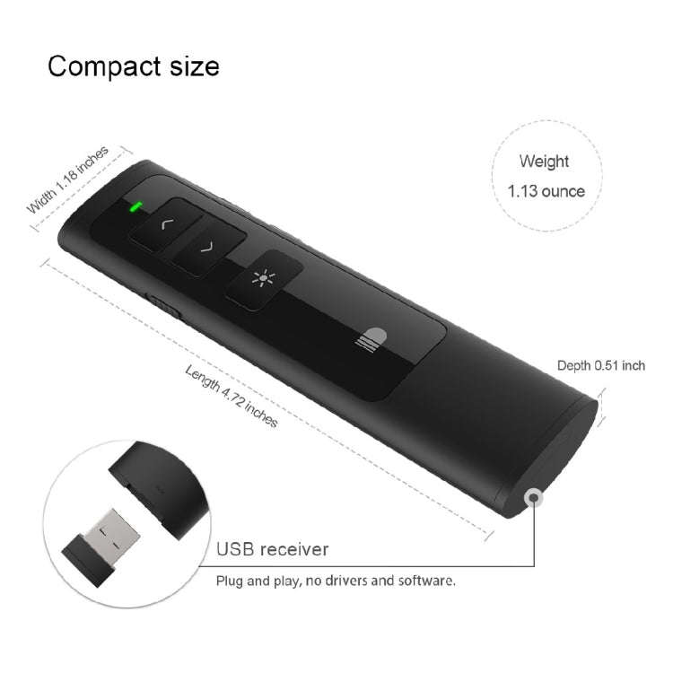 Doosl DSIT013 2.4GHz Rechargeable PowerPoint Presentation Remote Control Multi-functional Laser P...