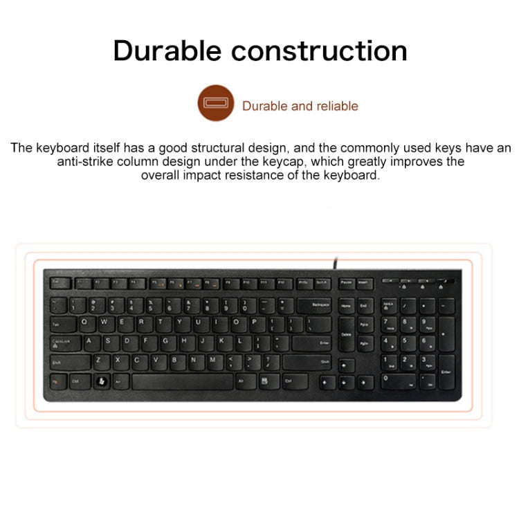 Lenovo K5819 Office Simple Ultra-thin Wired Keyboard (Black)