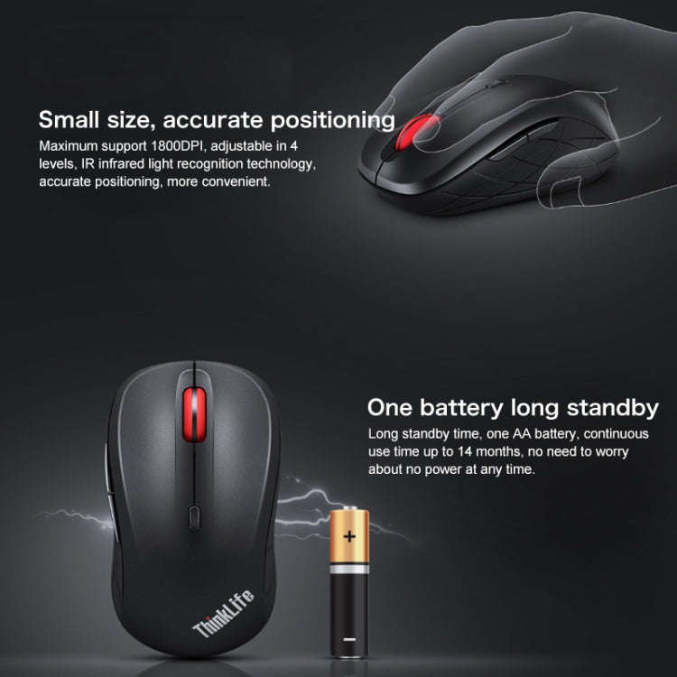 Lenovo ThinkLife Dual Mode Mute Wireless Bluetooth Mouse (Black)
