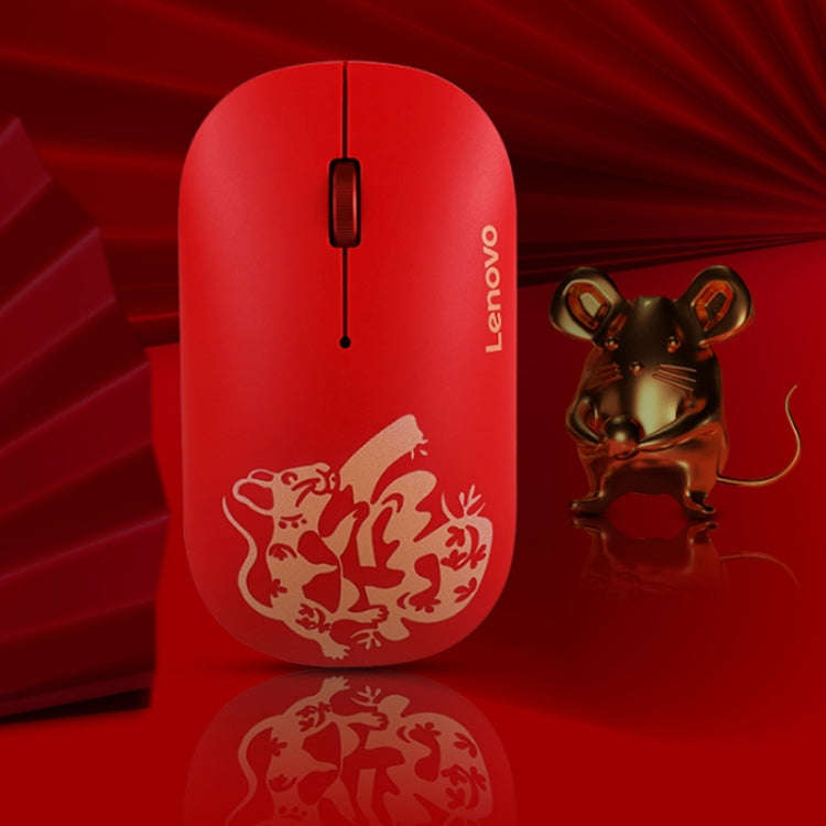 Lenovo Air Handle Lightweight Portable Mute Wireless Mouse, Blessing Mouse Version (Red)