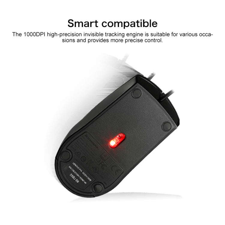 Lenovo M120 Pro Fashion Office Red Dot Wired Mouse (Black)