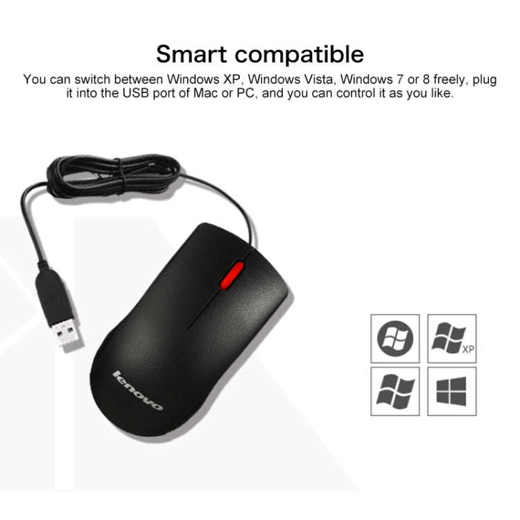 Lenovo M120 Pro Fashion Office Red Dot Wired Mouse (Black)