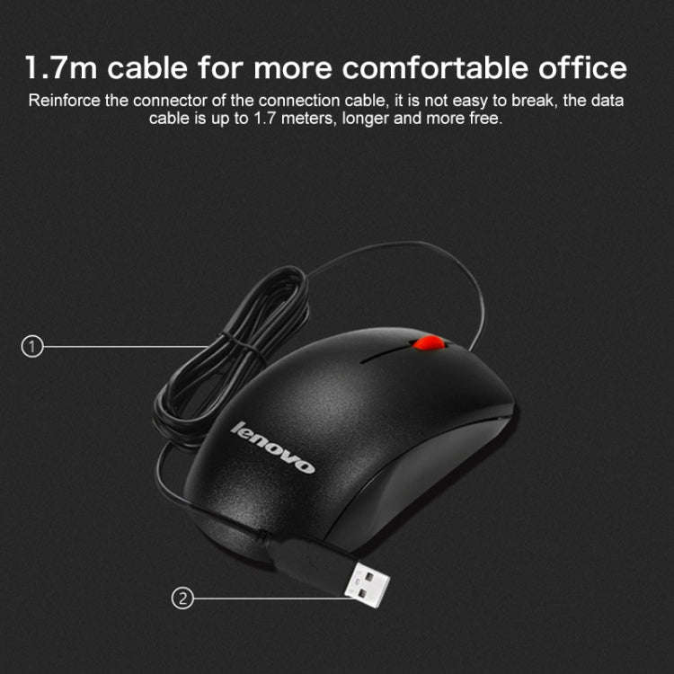 Lenovo M120 Pro Fashion Office Red Dot Wired Mouse (Black)