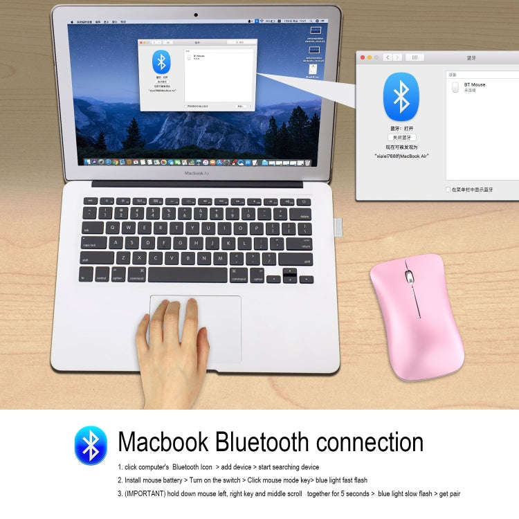 HXSJ T23F Bluetooth + 2.4GHz Wireless Dual Modes 4-Keys 1600 DPI Adjustable Ergonomics Optical Mouse