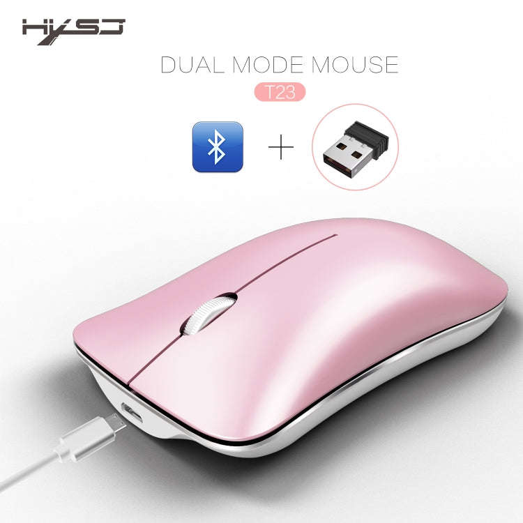 HXSJ T23F Bluetooth + 2.4GHz Wireless Dual Modes 4-Keys 1600 DPI Adjustable Ergonomics Optical Mouse