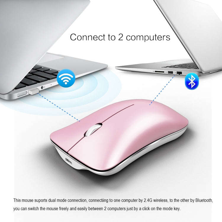 HXSJ T23F Bluetooth + 2.4GHz Wireless Dual Modes 4-Keys 1600 DPI Adjustable Ergonomics Optical Mouse
