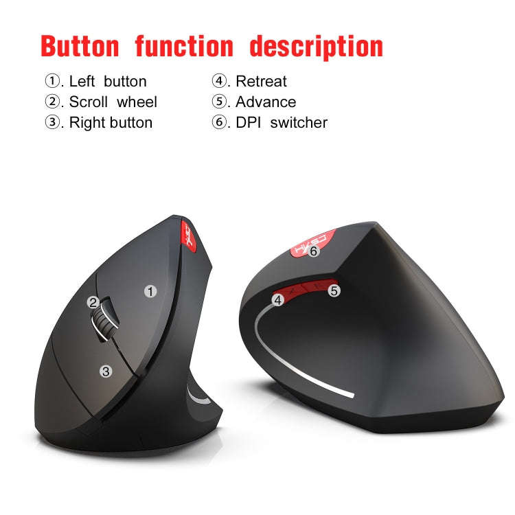 HXSJ T29 Bluetooth 3.0 Wireless Bluetooth 6-Keys 2400 DPI Adjustable Ergonomics Optical Vertical ...