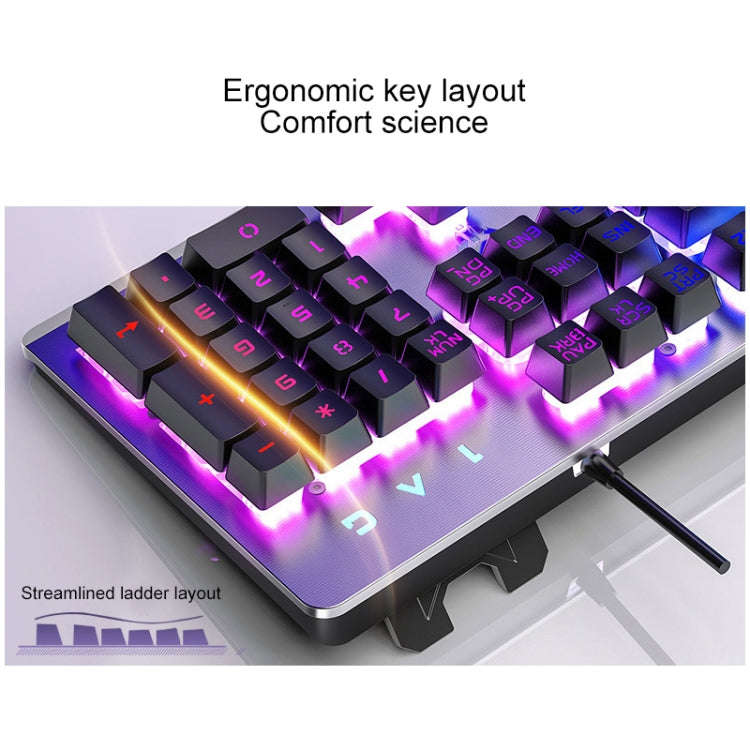 YINDIAO K002 USB Wired Mechanical Feel RGB Backlight Keyboard + Optical Mouse + Headset Set(Black)