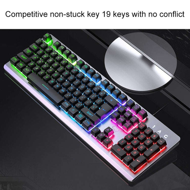 YINDIAO K002 USB Wired Mechanical Feel RGB Backlight Keyboard + Optical Mouse + Headset Set(Black)