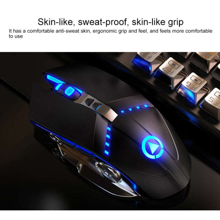 YINDIAO K002 USB Wired Mechanical Feel RGB Backlight Keyboard + Optical Mouse + Headset Set(Black)