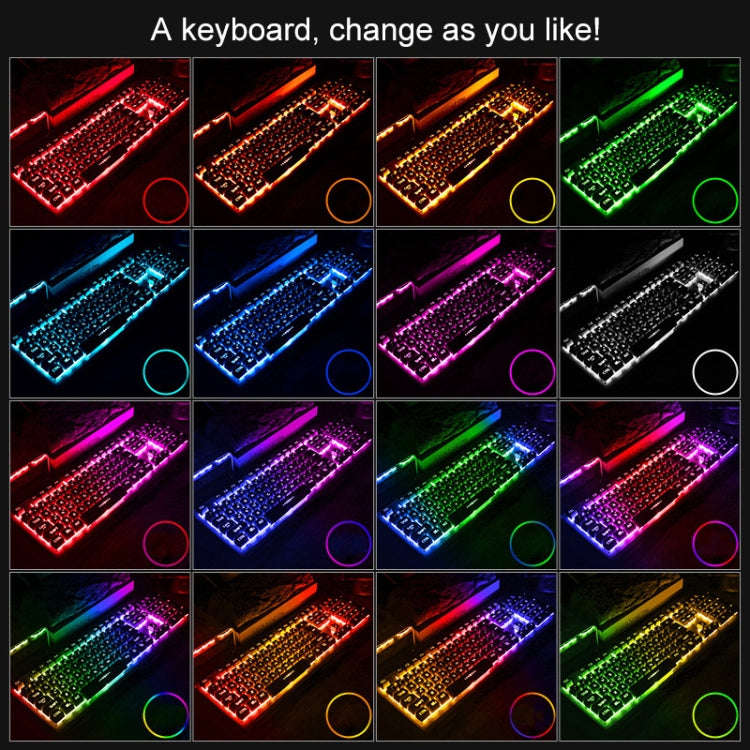 YINDIAO K002 USB Wired Mechanical Feel Sound Control RGB Backlight Keyboard + Optical Silent Mous...
