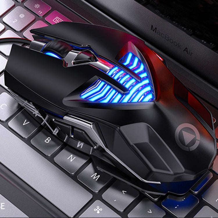 YINDIAO G4 3200DPI 4-modes Adjustable 7-keys RGB Light Programmable Wired Gaming Mouse (Black)