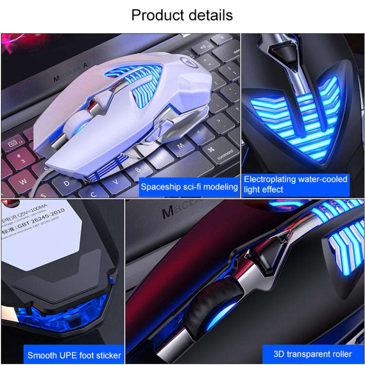 YINDIAO G4 3200DPI 4-modes Adjustable 7-keys RGB Light Programmable Wired Gaming Mouse (Black)