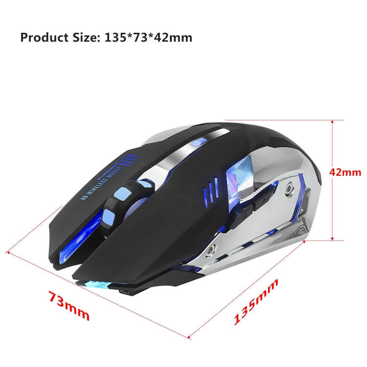HXSJ M10 2.4GHz 6-keys USB Rechargeable Colorful Lighting Ergonomic 2400DPI Wireless Optical Gami...
