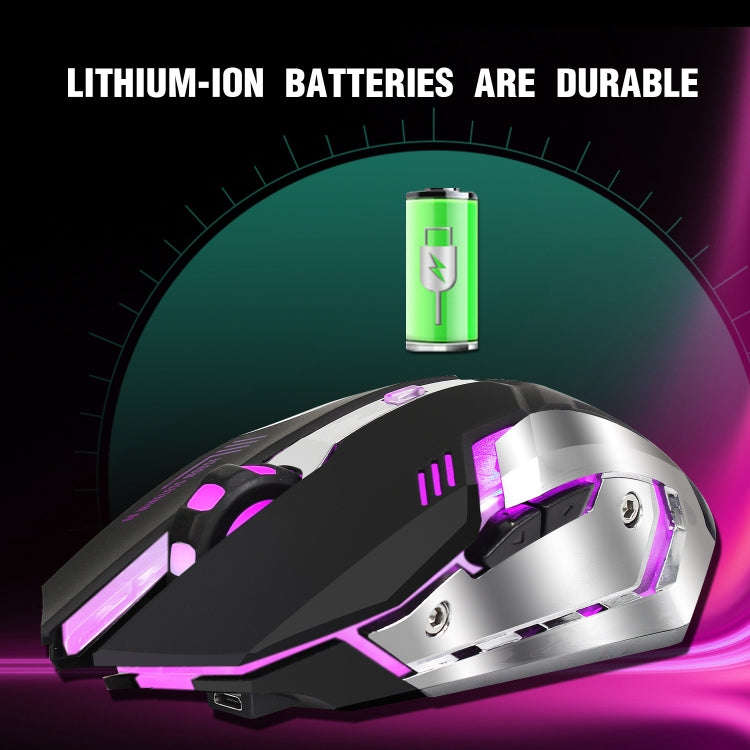 HXSJ M10 2.4GHz 6-keys USB Rechargeable Colorful Lighting Ergonomic 2400DPI Wireless Optical Gami...