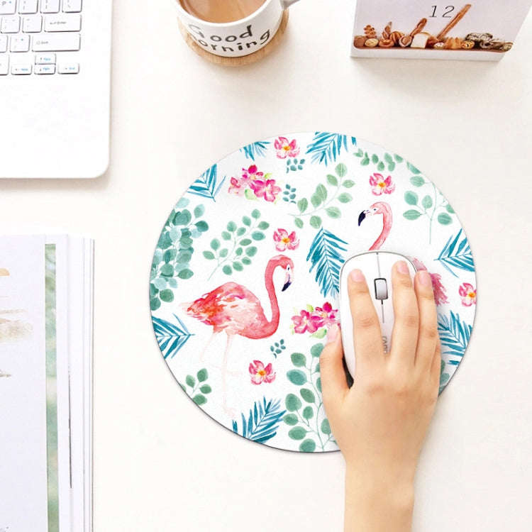 Printed Flamingo Pattern Circular Mouse Pad, Diameter: 22cm
