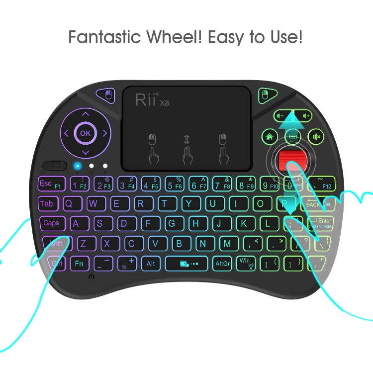 Rii X8 RT716 2.4GHz Mini Wireless QWERTY 71 Keys Keyboard, 2.5 inch Touchpad Combo with Backlight...