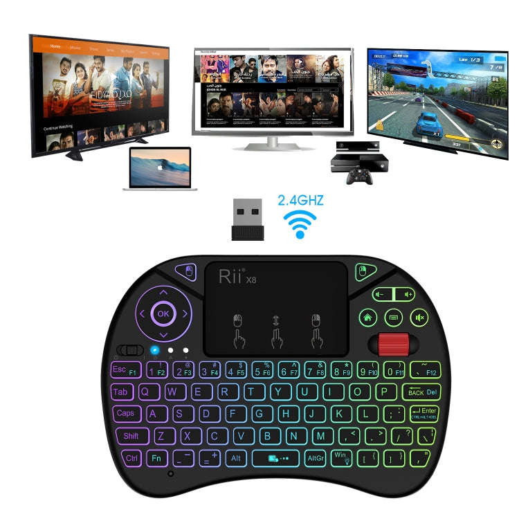Rii X8 RT716 2.4GHz Mini Wireless QWERTY 71 Keys Keyboard, 2.5 inch Touchpad Combo with Backlight...