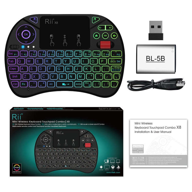 Rii X8 RT716 2.4GHz Mini Wireless QWERTY 71 Keys Keyboard, 2.5 inch Touchpad Combo with Backlight...