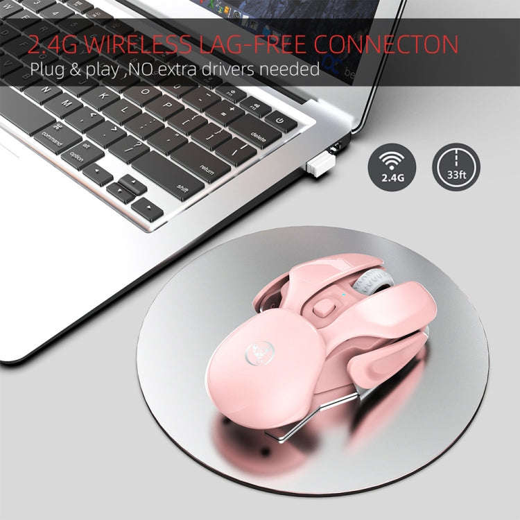 HXSJ T37 2.4GHz 1600dpi 3-modes Adjustable Wireless Mute Mouse (Pink)