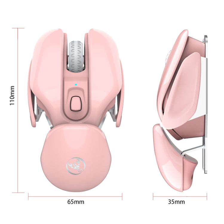 HXSJ T37 2.4GHz 1600dpi 3-modes Adjustable Wireless Mute Mouse (Pink)