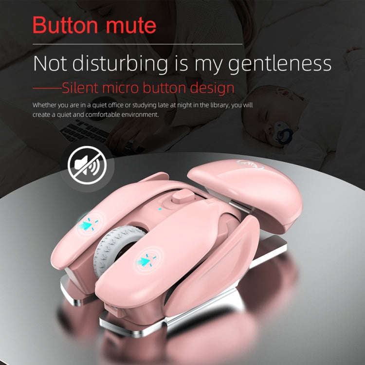 HXSJ T37 2.4GHz 1600dpi 3-modes Adjustable Wireless Mute Mouse (Pink)