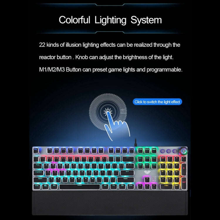 AULA F2088 108 Keys Mixed Light Plating Punk Mechanical Brown Switch Wired USB Gaming Keyboard wi...