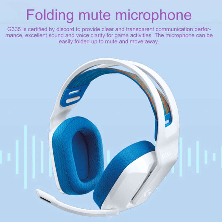 Logitech G335 Foldable Wired Gaming Headset with Microphone (White)