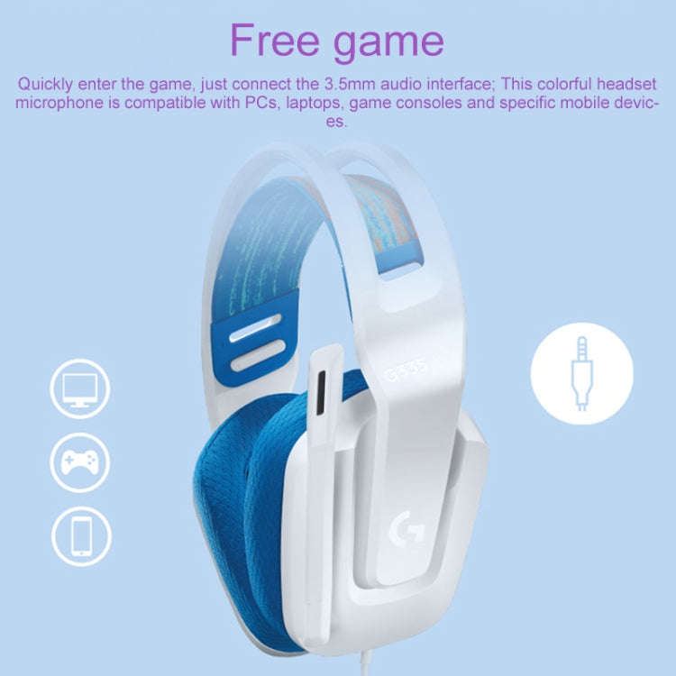 Logitech G335 Foldable Wired Gaming Headset with Microphone (White)