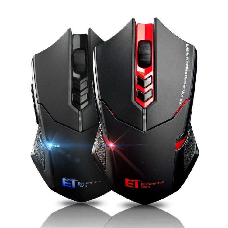 ET X-08 7-keys 2400DPI 2.4G Wireless Mute Gaming Mouse with USB Receiver & Colorful Backlight (Red)