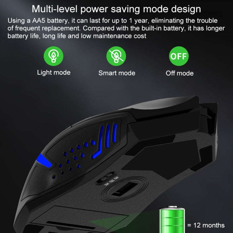 ET X-08 7-keys 2400DPI 2.4G Wireless Mute Gaming Mouse with USB Receiver & Colorful Backlight (Red)