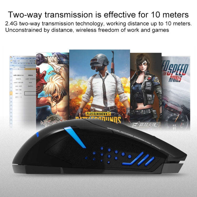 ET X-08 7-keys 2400DPI 2.4G Wireless Mute Gaming Mouse with USB Receiver & Colorful Backlight (Red)