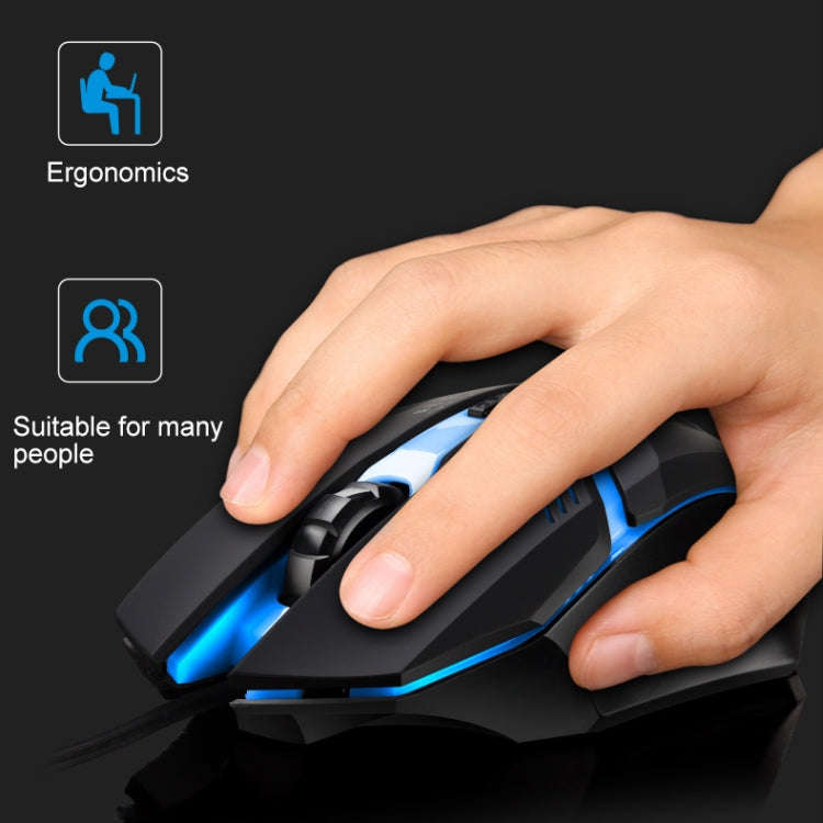 Chasing Leopard K2 USB LED Backlight 1600DPI Three-speed Adjustable Wired Optical Gaming Mouse, L...