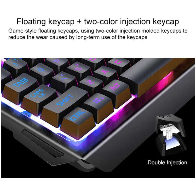 YINDIAO V2 Mechanical Feel Gaming Keyboard Mouse Set (Black Rainbow Light)