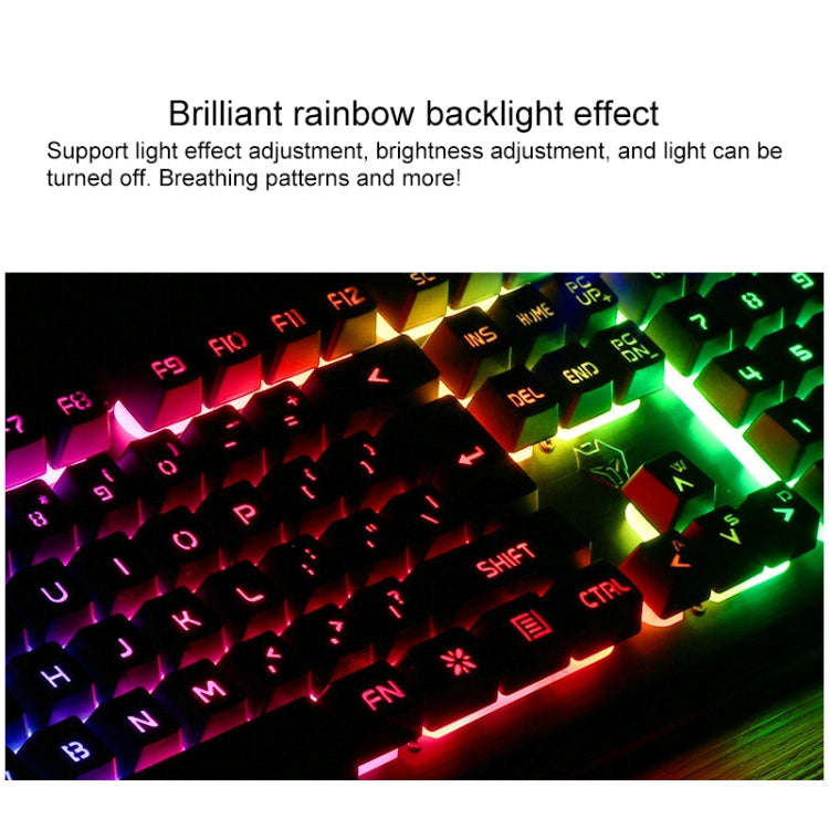 YINDIAO V2 Mechanical Feel Gaming Keyboard Mouse Set (White Rainbow Light)