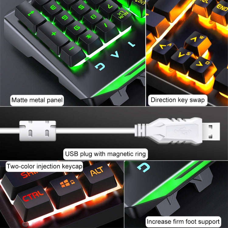 YINDIAO V2 Mechanical Feel Gaming Keyboard Mouse Set (Black Rainbow Light)