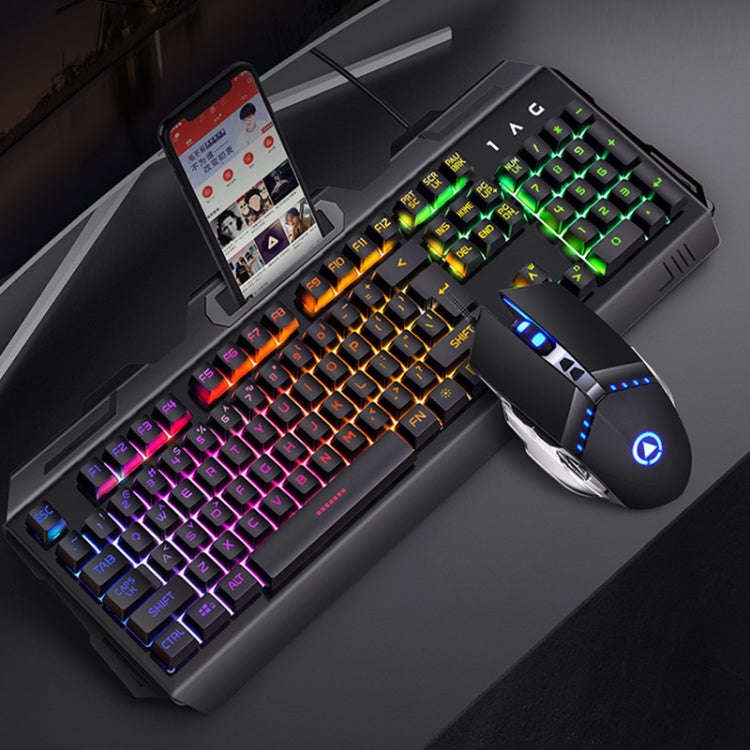 YINDIAO V2 Silent Mechanical Feel Gaming Keyboard Mouse Set (Black)