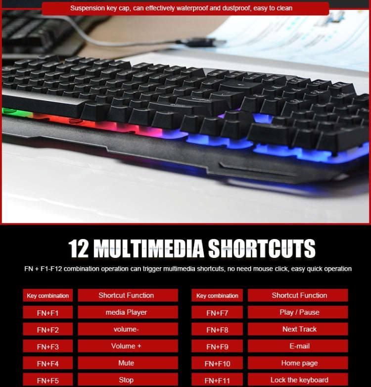 iMICE AK-400 USB Interface 104 Keys Wired Colorful Backlight Gaming Keyboard for Computer PC Lapt...