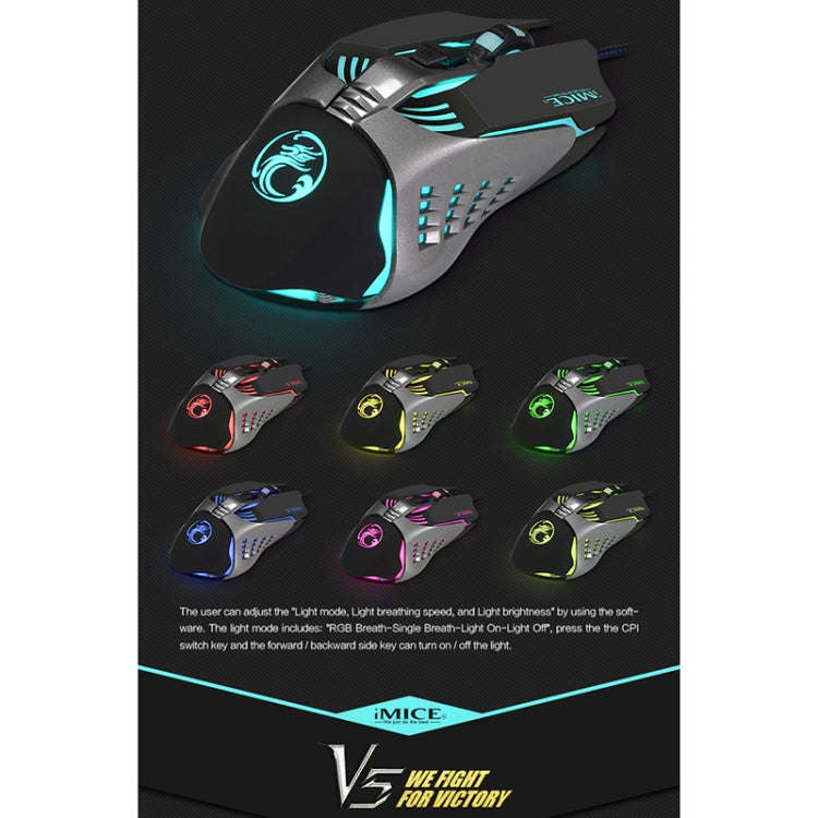 iMICE V5 USB 7 Buttons 4000 DPI Wired Optical Colorful Backlight Gaming Mouse for Computer PC Lap...